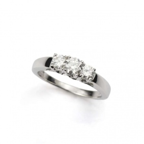 White Gold Round Brilliant Cut Three Stone Ring